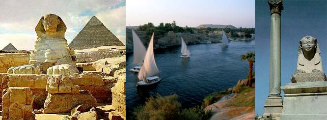 Great Sphinx, Pyramids, Nile River, Pompey's Pillar in Alexandria