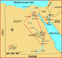 Map of Nile Treasures Egypt Tour