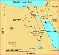 Map of Romance of Egypt Tour