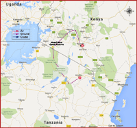 Map of Kenya and Tanzania - Egypt, Kenya & Tanzania Safari