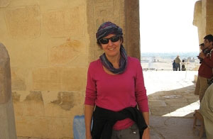 Karen McCormick at a temple in Luxor, Egypt